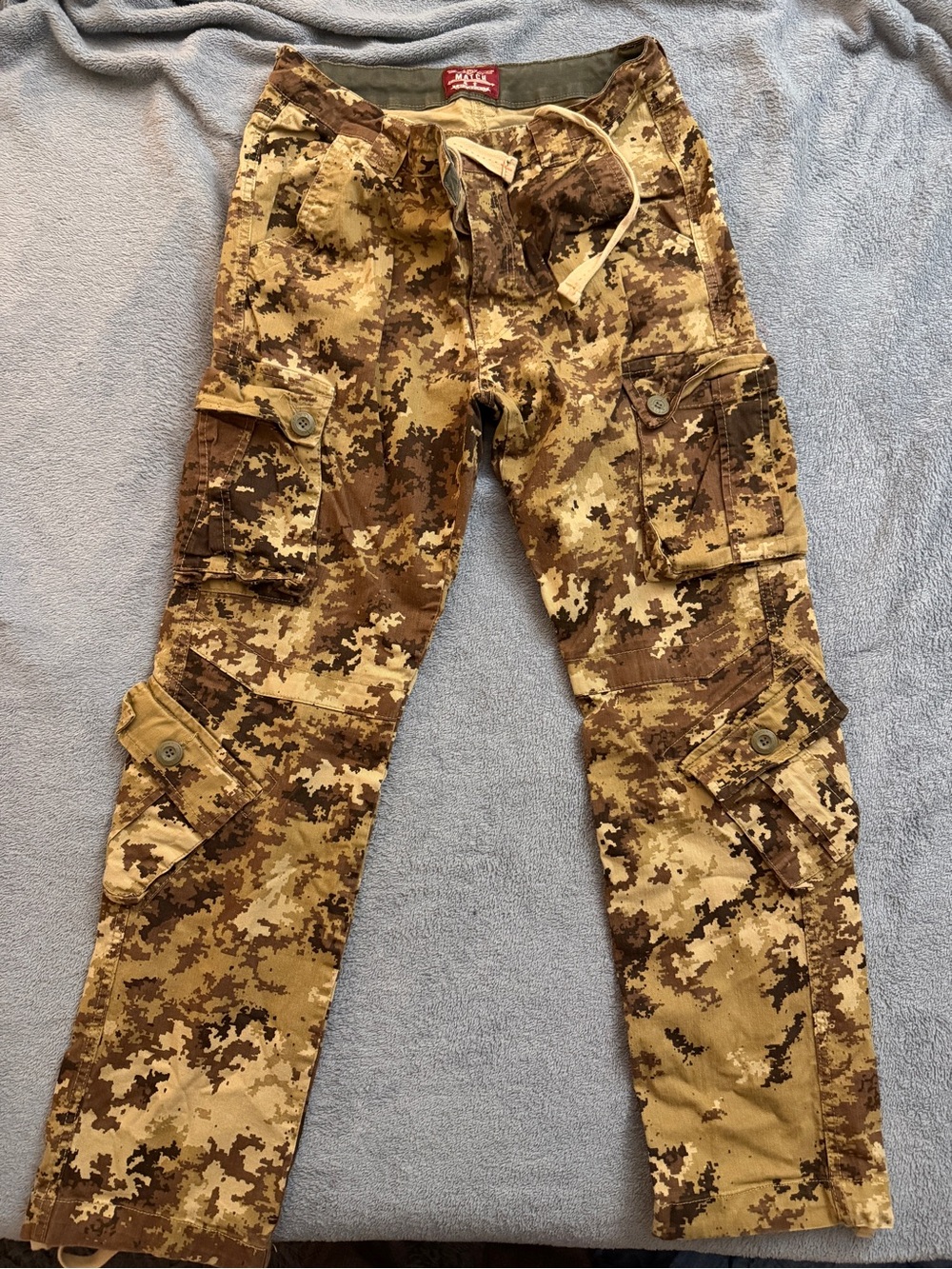 Matchstick 1978 Brown Tan Digital Camo Cargo Pants Military Streetwear